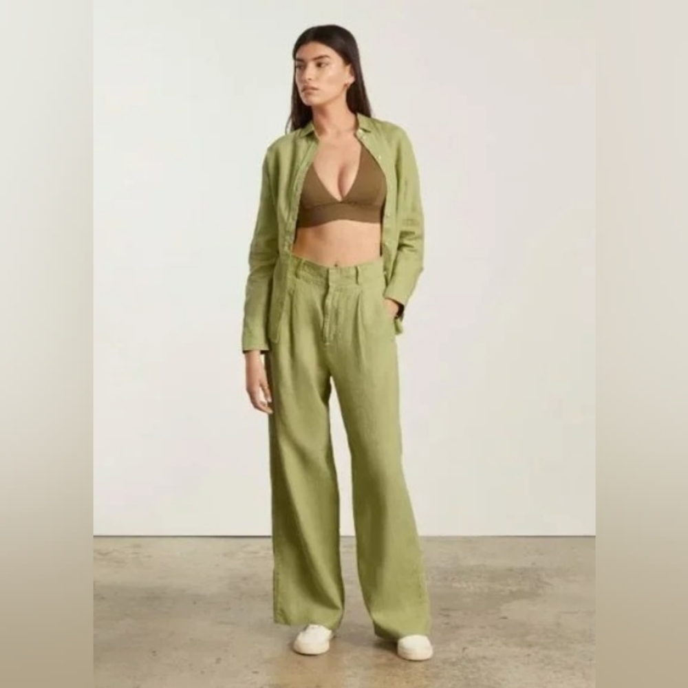 Everlane 100% Linen Pants. Green. Size 6. Waist 29. Perfect Condition.